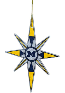 Michigan Wolverines Art Glass Snowflake Ornament - Blue