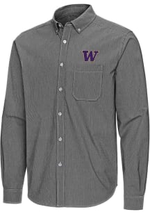 Antigua Washington Huskies Mens Black Porter Long Sleeve Dress Shirt