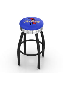 Tulsa Golden Hurricane 3 Ring Chrome Seat Pub Stool - Black