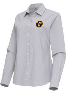 Antigua Denver Nuggets Womens Porter Long Sleeve Ash Dress Shirt