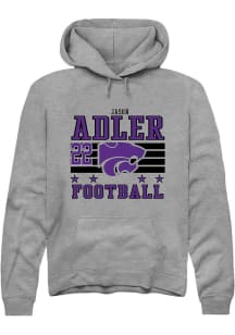 Jason Adler K-State Wildcats Mens Grey Football NIL Striped Player Hood