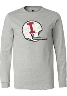 Summit Sportswear Indiana Hoosiers Grey Football Helmet Long Sleeve T Shirt