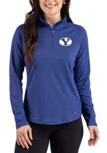 Cutter and Buck BYU Cougars Womens Blue Prospect Eco Qtr Zip