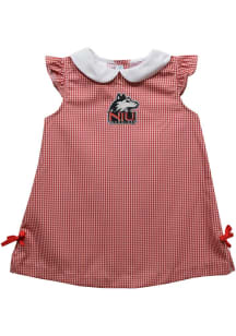 Vive La Fete Northern Illinois Huskies Baby Girls Red Gingham Short Sleeve Dress