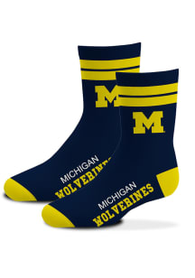 Michigan Wolverines 2 Stripe Deuce Full Color Baby Quarter Socks