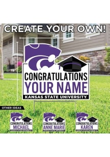 K-State Wildcats Personalized Congratulations Grad Yard Sign - White