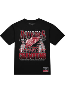 Mitchell and Ness Detroit Red Wings Black 11 Time Champs Short Sleeve Fashion T Shirt