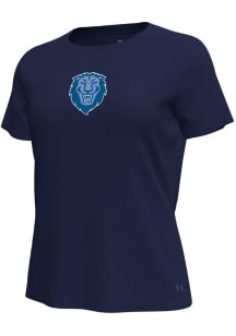 Under Armour Columbia College Cougars Womens Navy Blue Stacked over logo Tech Stretch Short Sleeve..