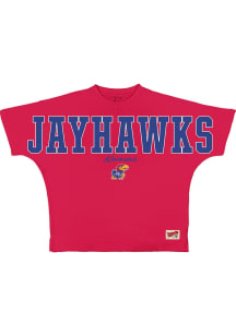 Pressbox Kansas Jayhawks Womens Red Flannigan Short Sleeve T-Shirt