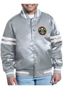 Starter Denver Nuggets Youth Grey Comic Satin Medium Weight Jacket