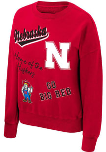 Colosseum Nebraska Cornhuskers Womens Red Portia Crew Sweatshirt