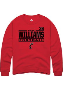 Xavier Williams Cincinnati Bearcats Mens Red Football NIL Stacked Box Player Crew