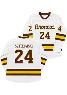 Campus Ink Garrett Szydlowski Western Michigan Broncos Mens White NIL Hockey Jersey