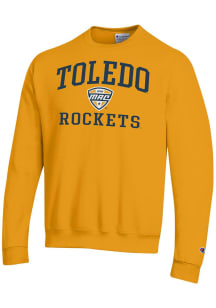 Champion Toledo Rockets Mens Gold MAC Arch Powerblend Long Sleeve Crew Sweatshirt
