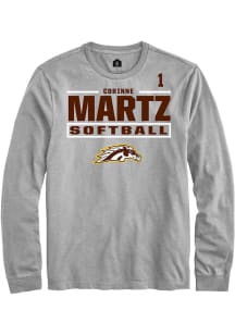 Corinne Martz Western Michigan Broncos Grey NIL Stacked Box Long Sleeve Player T Shirt