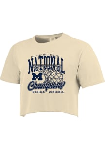 Michigan Wolverines Womens Ivory 2026 Men's Basketball National Champions Short Sleeve T-Shirt