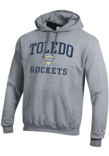 Champion Toledo Rockets Mens Grey Heather MAC Arch Powerblend Long Sleeve Hoodie