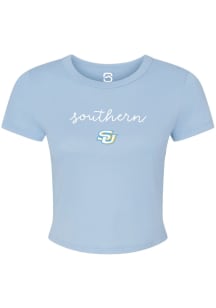 Summit Sportswear Southern University Jaguars Womens Light Blue Micro Short Sleeve T-Shirt