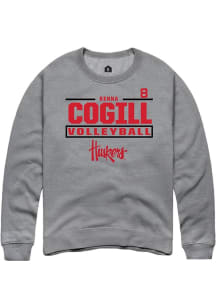Kenna Cogill Nebraska Cornhuskers Mens Graphite NIL Stacked Box Player Crew