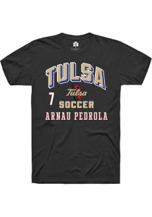 Arnau Pedrola Tulsa Golden Hurricane Black NIL Arch Logo Short Sleeve Player T Shirt