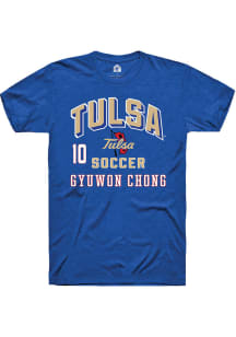 Gyuwon Chong Tulsa Golden Hurricane Blue NIL Arch Logo Short Sleeve Player T Shirt