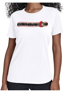 Starter Ottawa Senators Womens White Stripe Short Sleeve T-Shirt