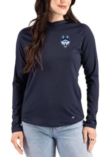Cutter and Buck UConn Huskies Womens Navy Blue Prospect Eco Hooded Sweatshirt