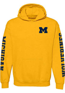 Michigan Wolverines Mens Yellow Double Sleeve Print Long Sleeve Hoodie