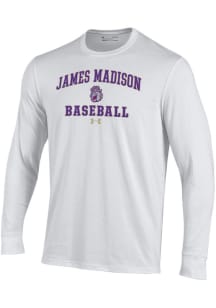 Under Armour James Madison Dukes White Baseball Performance Long Sleeve T Shirt