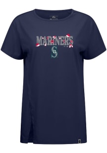 Levelwear Seattle Mariners Womens Navy Blue Influx Festive Short Sleeve T-Shirt