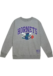 Mitchell and Ness Charlotte Hornets Mens Grey Nostalgia Long Sleeve Crew Sweatshirt