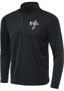 Antigua San Antonio Spurs Mens Charcoal 2026 NBA Finals  Tribute Long Sleeve Qtr Zip Pullover