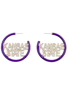 K-State Wildcats Pave Enamel Hoop Womens Earrings