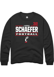 Landen Schaefer Cincinnati Bearcats Mens Black Football NIL Stacked Box Player Crew