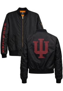 Indiana Hoosiers Womens Black Trident Bomber Crystal Medium Weight Jacket