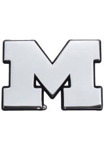 Michigan Wolverines Chrome Design Car Emblem - Silver
