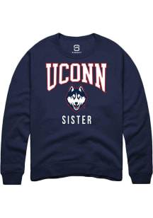Summit Sportswear UConn Huskies Mens Navy Blue Sister Long Sleeve Crew Sweatshirt