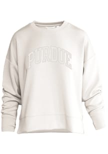 Purdue Boilermakers Womens Ivory Camp Cashmere Crew Sweatshirt