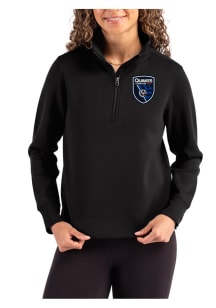 Cutter and Buck San Jose Earthquakes Womens Black Roam Qtr Zip