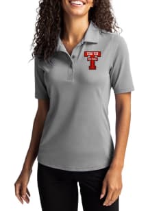 Cutter and Buck Texas Tech Red Raiders Womens Ash Virtue Eco Pique Short Sleeve Polo Shirt