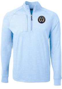 Cutter and Buck Philadelphia Union Mens Light Blue Adapt Eco Long Sleeve Qtr Zip Pullover