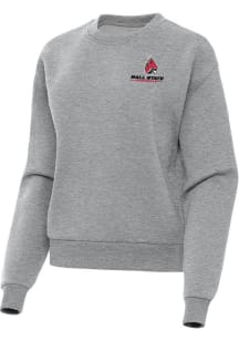 Antigua Ball State Cardinals Womens Grey Victory Crew Sweatshirt
