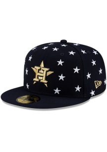 New Era Houston Astros Mens Navy Blue Star Spangled 59FIFTY Fitted Hat