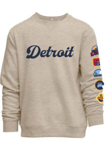Detroit Mens Brown Patches on the sleeve Long Sleeve Crew Sweatshirt