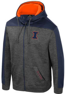 Colosseum Illinois Fighting Illini Mens Grey Chester Long Sleeve Zip