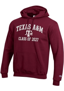 Champion Texas A&M Aggies Mens Maroon Font Class of 2027 Powerblend Long Sleeve Hoodie