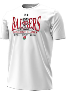 Under Armour Wisconsin Badgers White Mascot Rose Bowl Champs Short Sleeve T Shirt