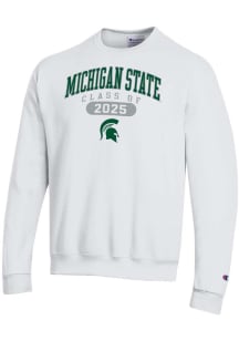 Champion Michigan State Spartans Mens White Class of 2025 Pill Powerblend Long Sleeve Crew Sweatsh..
