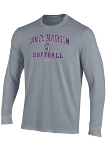 Under Armour James Madison Dukes Grey Softball Performance Long Sleeve T Shirt