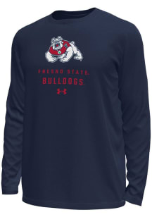 Under Armour Fresno State Bulldogs Navy Blue Stacked Logo Tech Stretch Long Sleeve T-Shirt